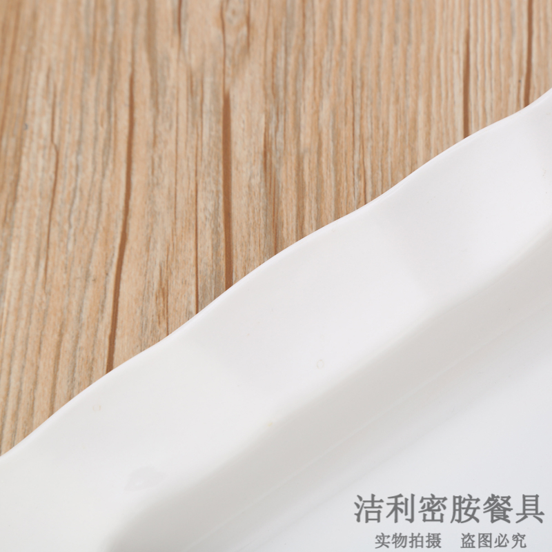 Pure White Melamine Rectangular Tray Simple Water Cup Storage Tray Tea Tray Fruit Plate European Cake Tray and Dinner Plate
