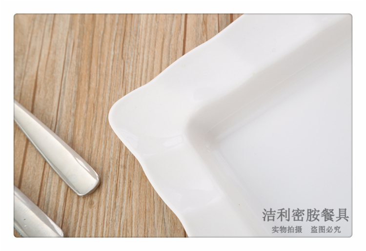 Pure White Melamine Rectangular Tray Simple Water Cup Storage Tray Tea Tray Fruit Plate European Cake Tray and Dinner Plate
