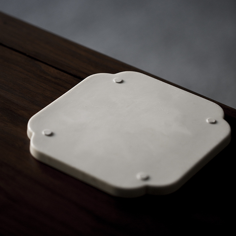 Ceramic Grass-Wood Gray Handmade Pot Tea Table Tray Tea Cake Tray Simple Modern Home Tea Tray