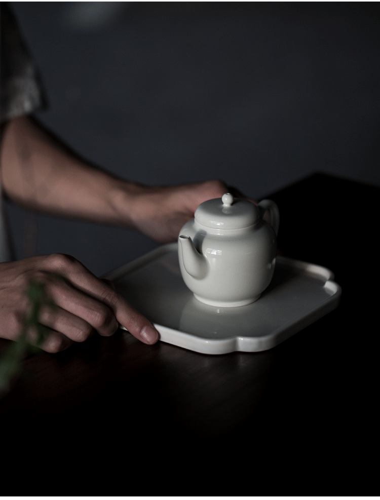 Ceramic Grass-Wood Gray Handmade Pot Tea Table Tray Tea Cake Tray Simple Modern Home Tea Tray Ceramic Grass-Wood Gray Handmade Pot Tea Table Tray Tea Cake Tray Simple Modern Home Tea Tray