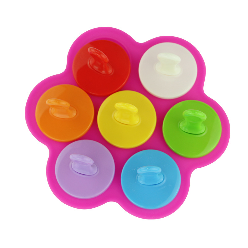 Creative 7-Hole Silicone Ice Cream Mold Homemade DIY Color Ice Sucker Cake Mold Summer Ice Candy Mold Ice Tray