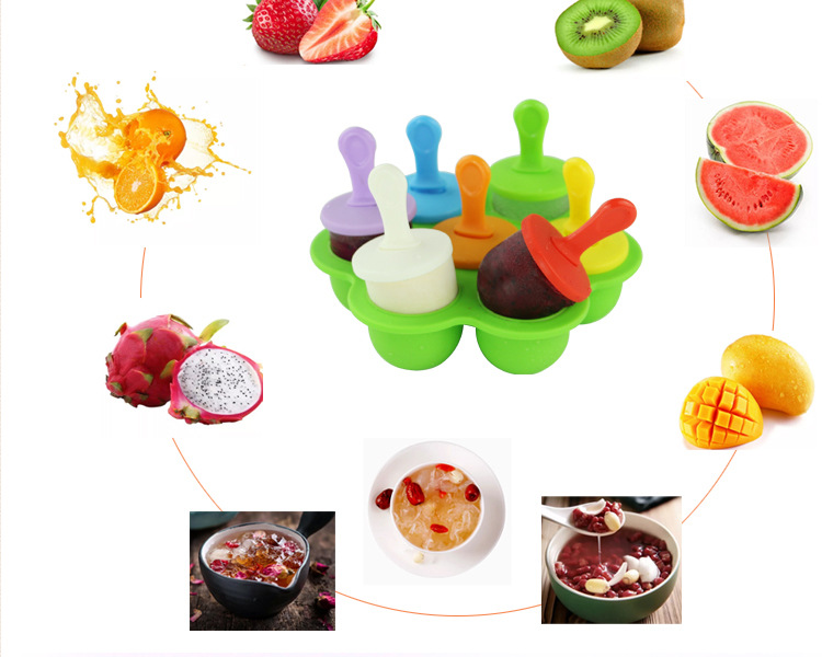 Creative 7-Hole Silicone Ice Cream Mold Homemade DIY Color Ice Sucker Cake Mold Summer Ice Candy Mold Ice Tray Creative 7-Hole Silicone Ice Cream Mold Homemade DIY Color Ice Sucker Cake Mold Summer Ice Candy Mold Ice Tray
