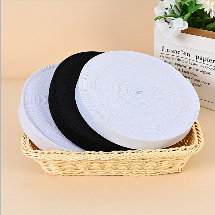 Elastic Band High Elastic Black and White Hook Flat Elastic Band Plain Elastic Flat Woven Rubber Band Clothing Pants Belt Knitted