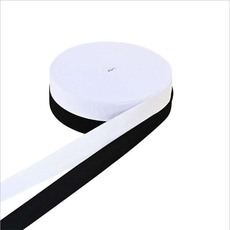 Elastic Band High Elastic Black and White Hook Flat Elastic Band Plain Elastic Flat Woven Rubber Band Clothing Pants Belt Knitted