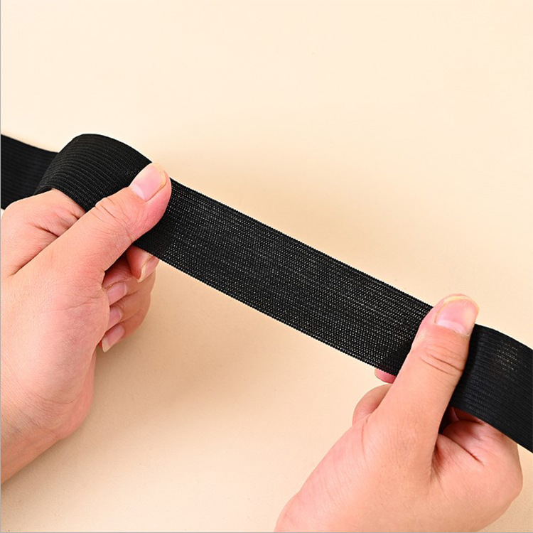 Elastic Band High Elastic Black and White Hook Flat Elastic Band Plain Elastic Flat Woven Rubber Band Clothing Pants Belt Knitted