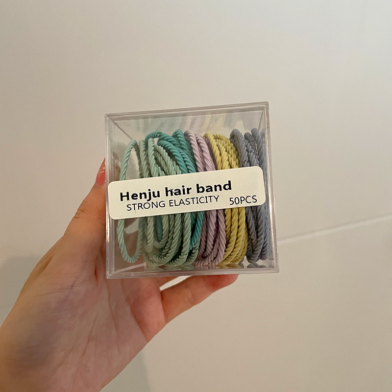 Korean Style New High Elastic Thread Rubber Band Hair Rope Boxed Hair Tie Does Not Hurt Hair Accessories Durable Hair Ring Hair Accessories