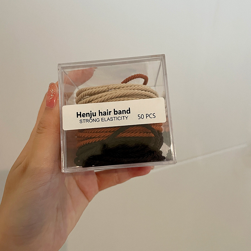 Korean Style New High Elastic Thread Rubber Band Hair Rope Boxed Hair Tie Does Not Hurt Hair Accessories Durable Hair Ring Hair Accessories