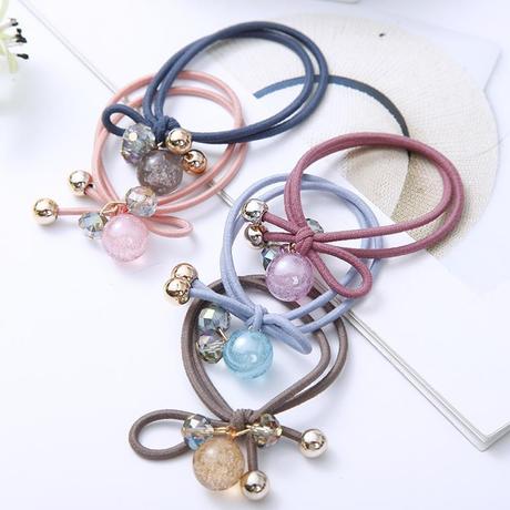 Korean Online Influencer Hair Ring Burst Beads Leather Rope Fashion Temperament Hair Band Headdress Highly Elastic Rubber Band Wholesale