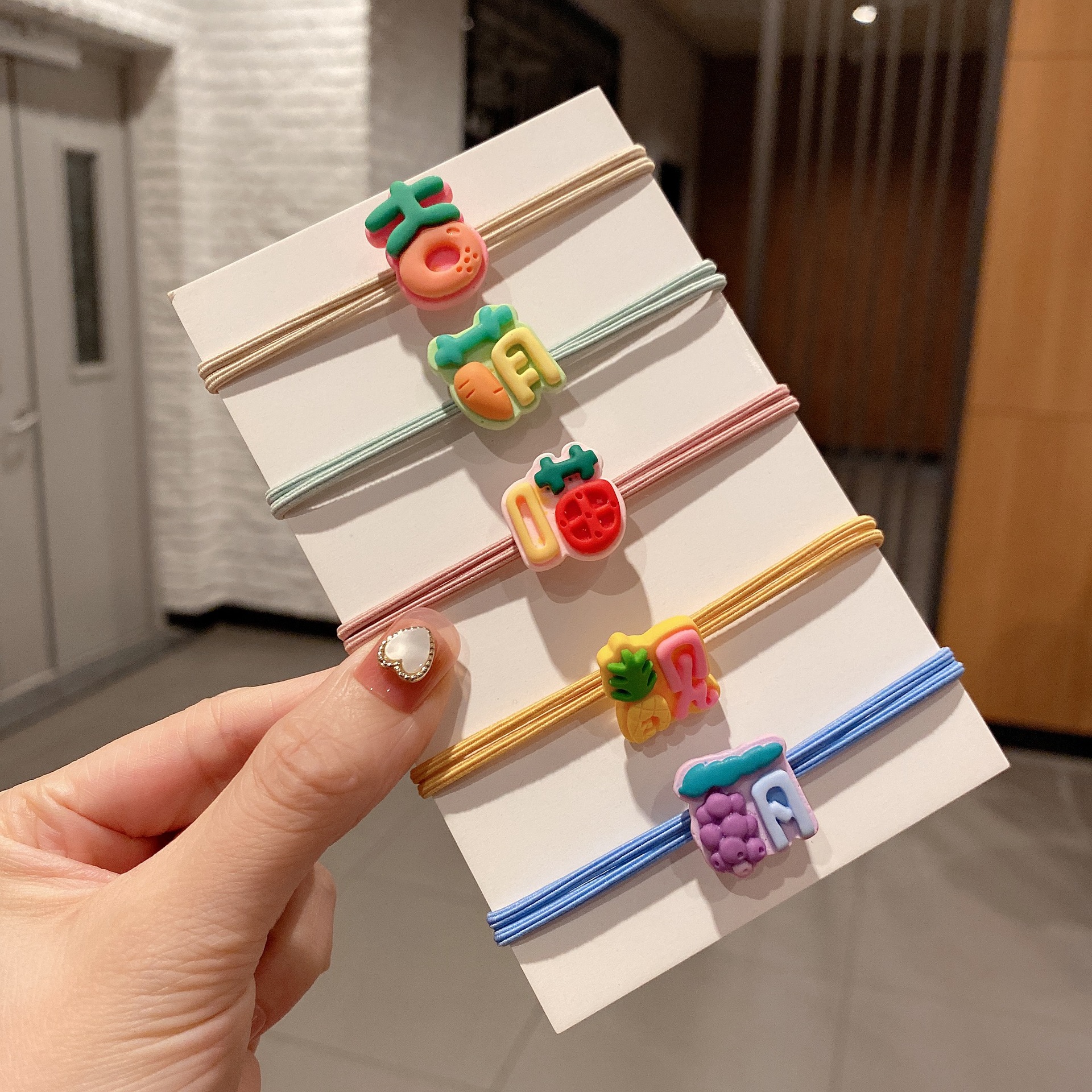 Korean Style Fashion Hair Rope Creative Fruit Element Cute Girl Ponytail Rubber Band Spot High Elastic Hair Accessories Hair Rope