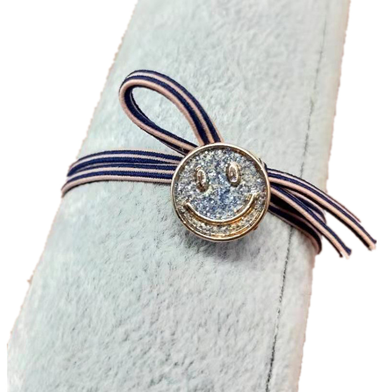 South Korea Dongdaemun Hot Sale Striped Rubber Band Girl High Elastic Five-Pointed Star Smiley Face Accessories Hair Band Wholesale