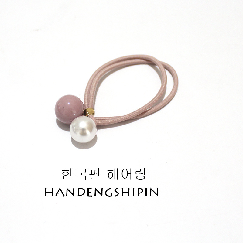 Women's Korean-Style Solid Color Pearl Hair Elastic Hair Rope Korean Internet Celebrity Rubber Band Headdress Double-Line Leather Case Beam Hair Circle Women's Korean-Style Solid Color Pearl Hair Elastic Hair Rope Korean Internet Celebrity Rubber Band Headdress Double-Line Leather Case Beam Hair Circle