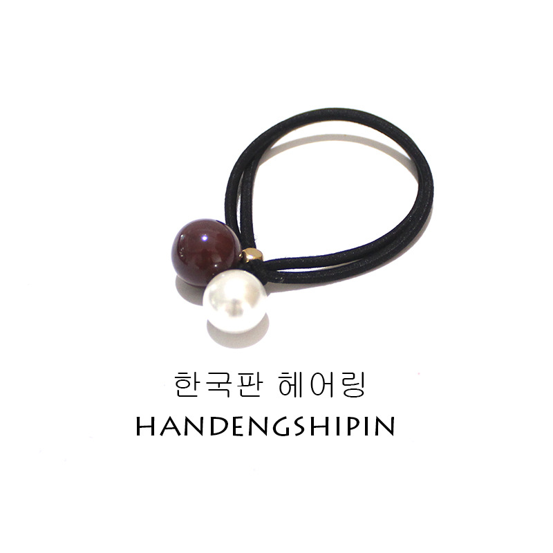 Women's Korean-Style Solid Color Pearl Hair Elastic Hair Rope Korean Internet Celebrity Rubber Band Headdress Double-Line Leather Case Beam Hair Circle Women's Korean-Style Solid Color Pearl Hair Elastic Hair Rope Korean Internet Celebrity Rubber Band Headdress Double-Line Leather Case Beam Hair Circle