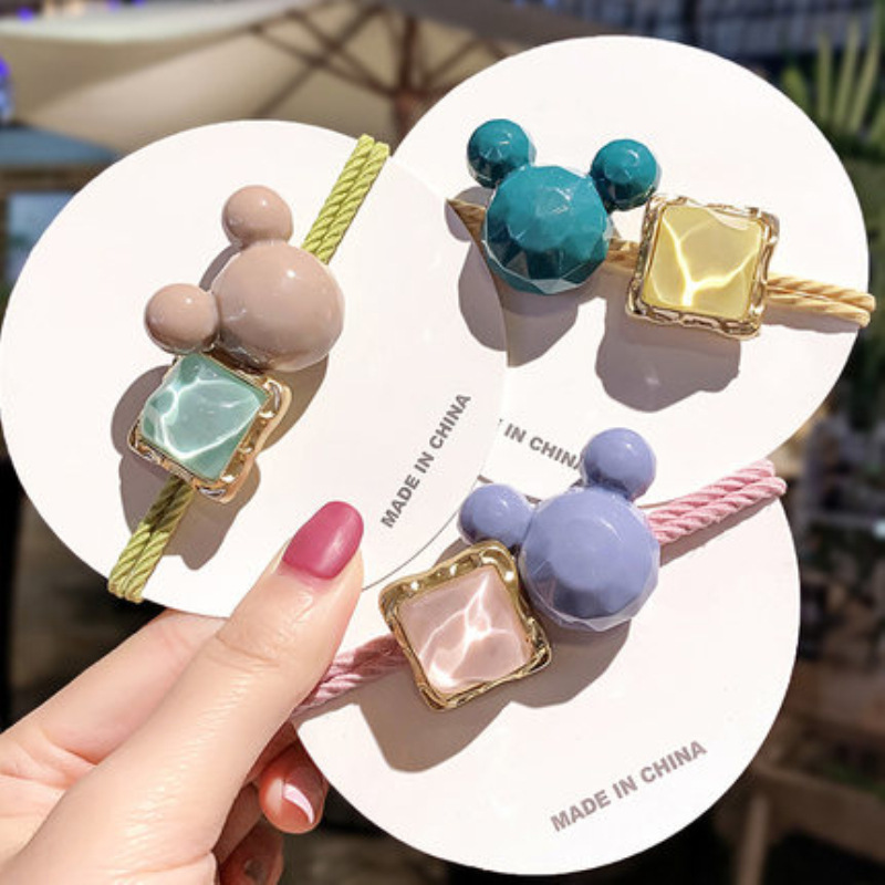 Elastic String Headdress Simple Color Korean Mickey Rubber Band Hair Band Online Influencer Head String Female Hairtie