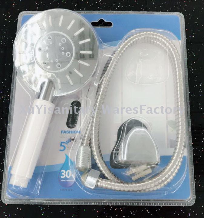 Hot hotel bathroom copper core zinc plating multi-function shower plastic cap double buckle tube shower sets