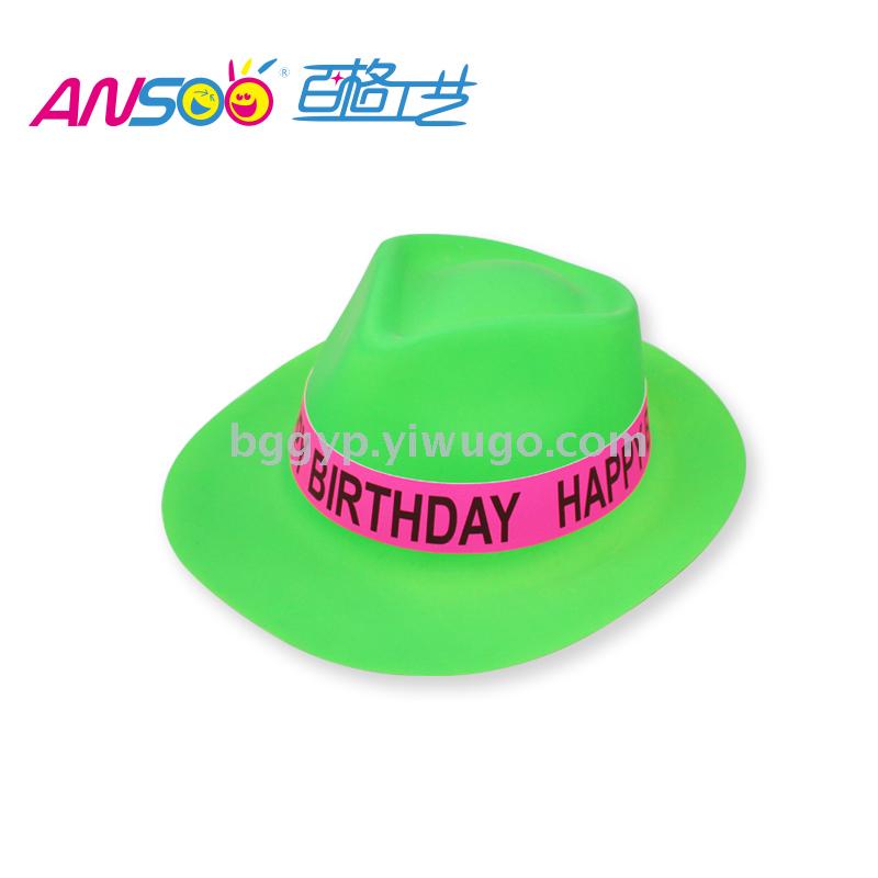 Monochrome Fluorescent Topper Stickers Happy New Year PVC Plastic Cap New Year Party Custom Printing Logo Factory Direct Sales