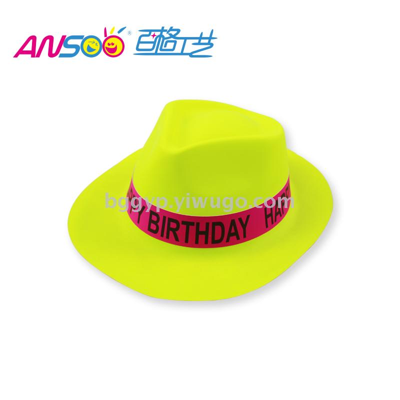 Monochrome Fluorescent Topper Stickers Happy New Year PVC Plastic Cap New Year Party Custom Printing Logo Factory Direct Sales