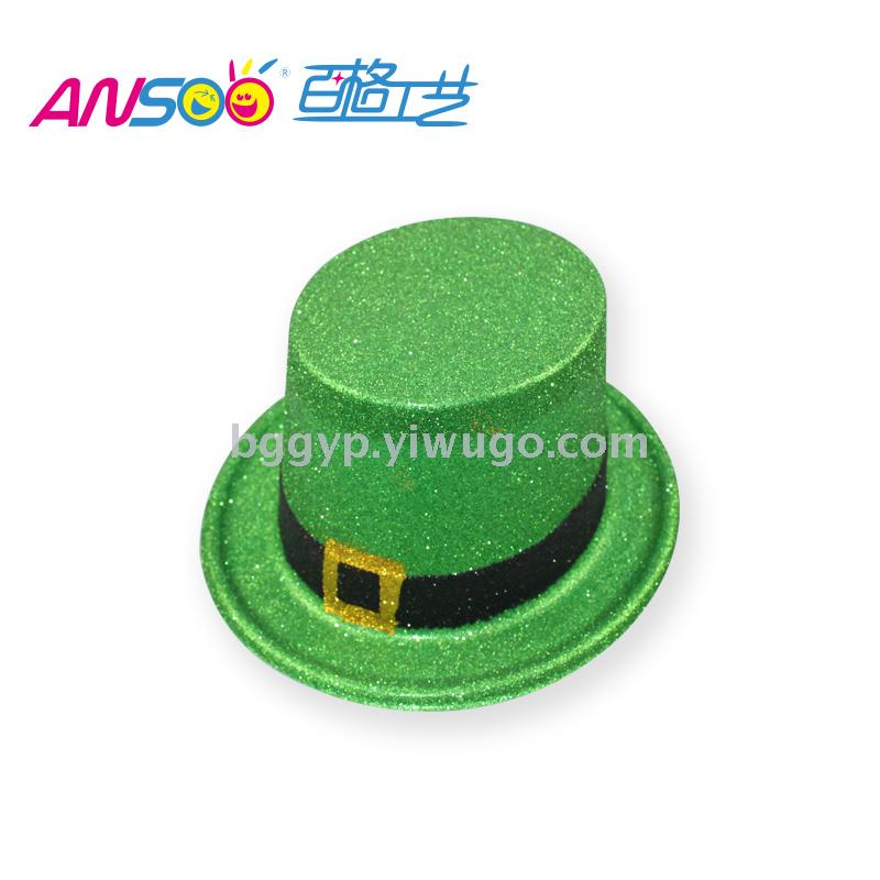 Irish Festival Painting Gold Powder Ring Buckle Gold Powder a Tall Hat PVC Plastic Cap National Day Event Factory Direct Sales Custom Printing