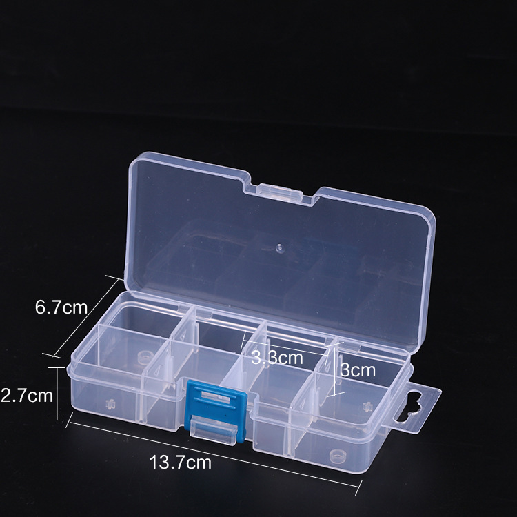 Wholesale single buckle, small 8 - grid transparent plastic storage box fish hook storage box medicine box leather ring box detachable manufacturers direct sales Wholesale single buckle, small 8 - grid transparent plastic storage box fish hook storage box medicine box leather ring box detachable manufacturers direct sales