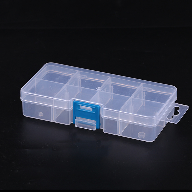Wholesale single buckle, small 8 - grid transparent plastic storage box fish hook storage box medicine box leather ring box detachable manufacturers direct sales Wholesale single buckle, small 8 - grid transparent plastic storage box fish hook storage box medicine box leather ring box detachable manufacturers direct sales