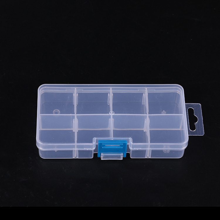 Wholesale single buckle, small 8 - grid transparent plastic storage box fish hook storage box medicine box leather ring box detachable manufacturers direct sales Wholesale single buckle, small 8 - grid transparent plastic storage box fish hook storage box medicine box leather ring box detachable manufacturers direct sales