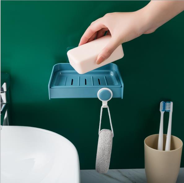 Punched Tape-Free Hook Drain Soap Box Wall Hanging Soap Holder Toilet Soap Box Storage Rack Plastic Soap Holder