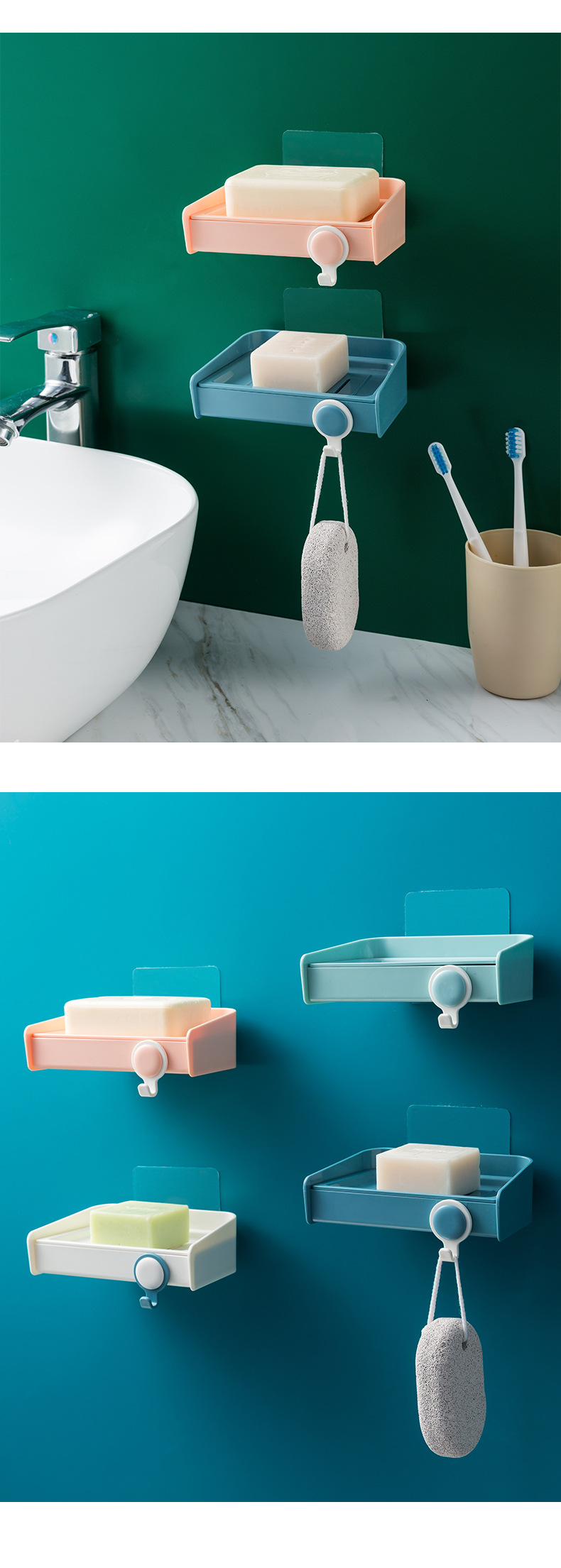 Punched Tape-Free Hook Drain Soap Box Wall Hanging Soap Holder Toilet Soap Box Storage Rack Plastic Soap Holder Punched Tape-Free Hook Drain Soap Box Wall Hanging Soap Holder Toilet Soap Box Storage Rack Plastic Soap Holder