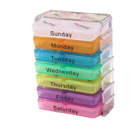 New Color 28 Grid with Hook Color Medicine Box Can Be Decomposed 4 Grid Pill Box Drawer Type 28 Grid Plastic Medicine Box