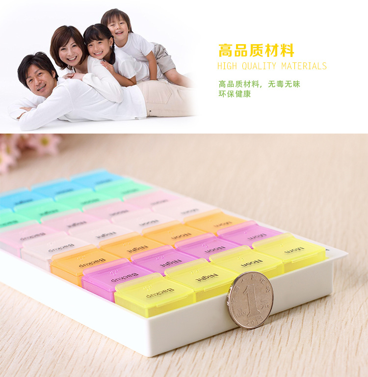 New Color 28 Grid with Hook Color Medicine Box Can Be Decomposed 4 Grid Pill Box Drawer Type 28 Grid Plastic Medicine Box