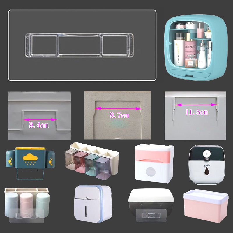 Transparent No Trace Stickers Plastic Buckle Tissue Box Patch Storage Snap Hook Trough Plate Velcro Fastener Earring Wall Sticker