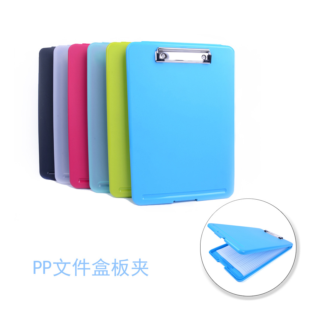 Factory Wholesale A4 Plastic Solid Color Tape Hook Single Force Clip A5 Writing Flat Plate Holder File Box Plate Holder Printable Logo