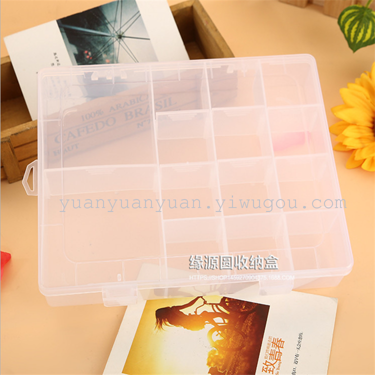 New 14 grid detachable PP jewelry transparent plastic box multi grid desktop storage box