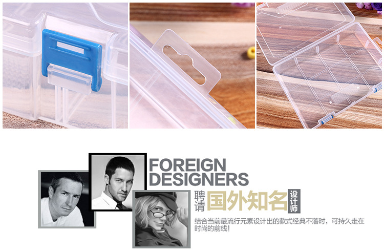 Double button transparent plastic box first jewelry rubber band hairpin beads classification