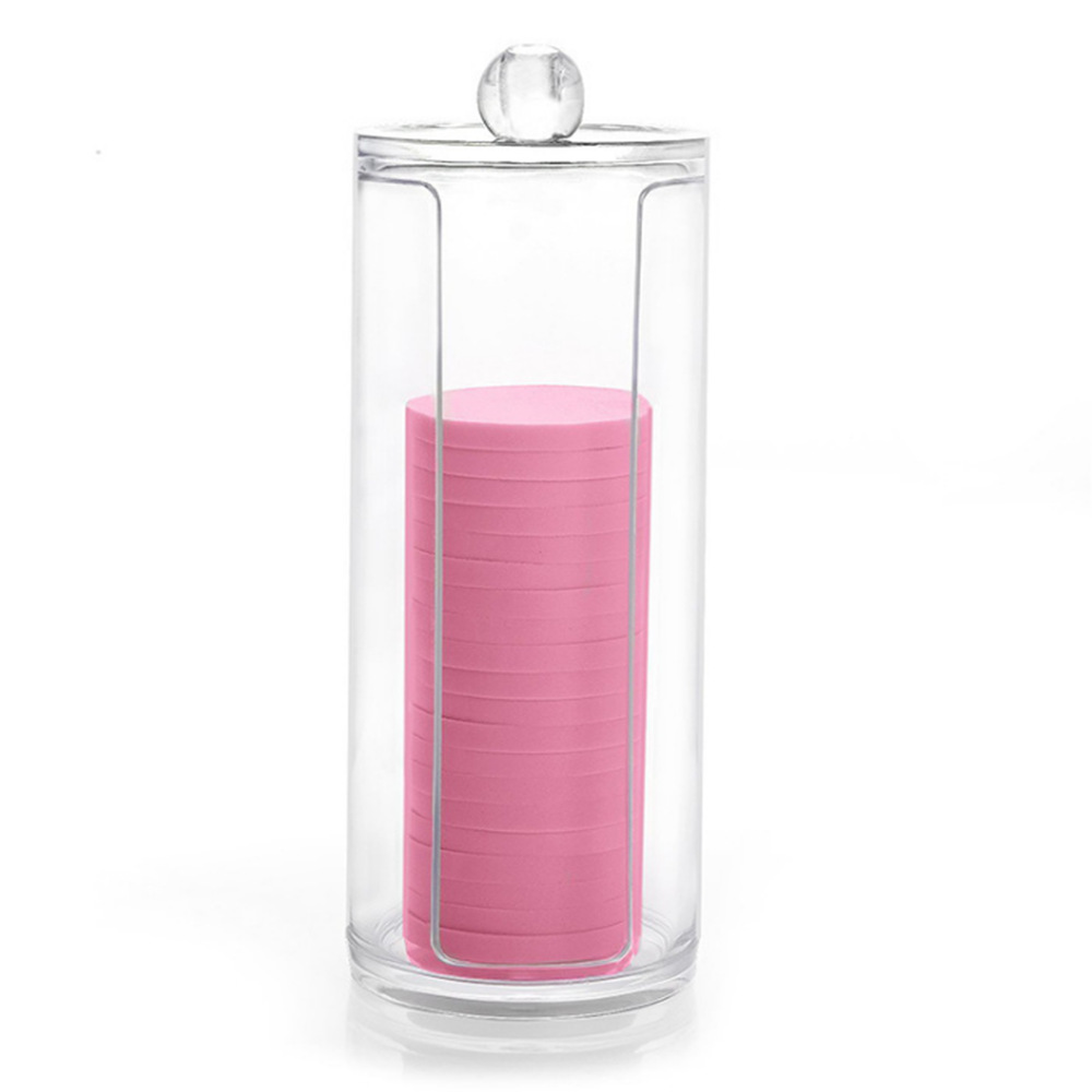 Transparent Plastic Box Facial Wipe Box Cotton Puff Powder Puff Storage Box Open round Acrylic Box