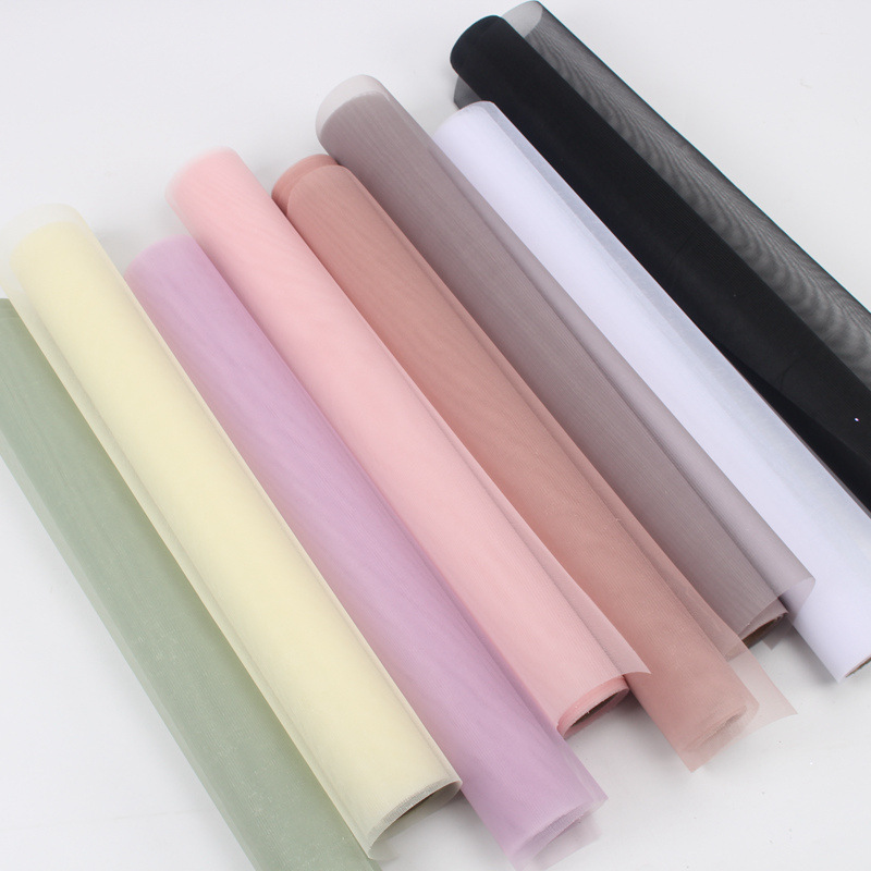 Soft Light Yarn Bouquet Packaging Yarn Flower Packaging Mesh Snow White Dyed Yarn Rose Packaging Yarn Flower Shop Floral Materials