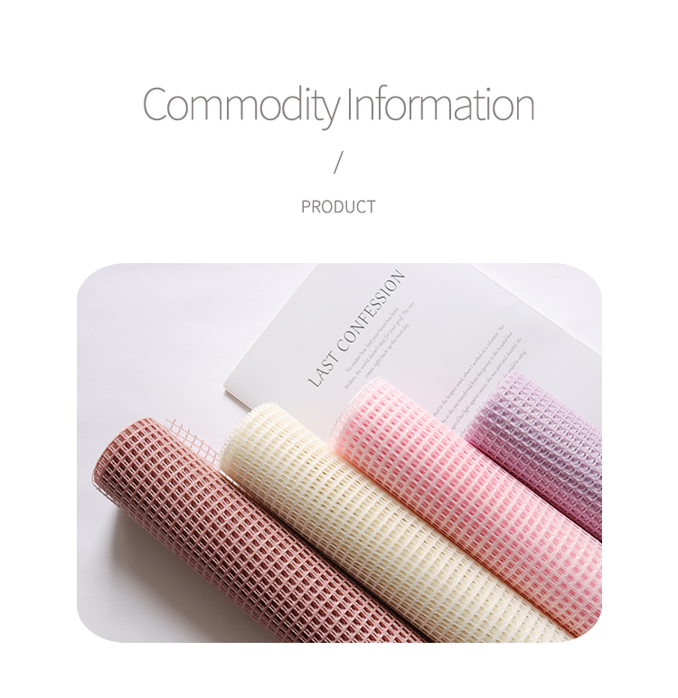 Korean-Style Square Plaid Mesh Hard Mesh Plain Hollow Flowers Outer Bouquet Pp Mesh Floral Packaging  Material Mesh