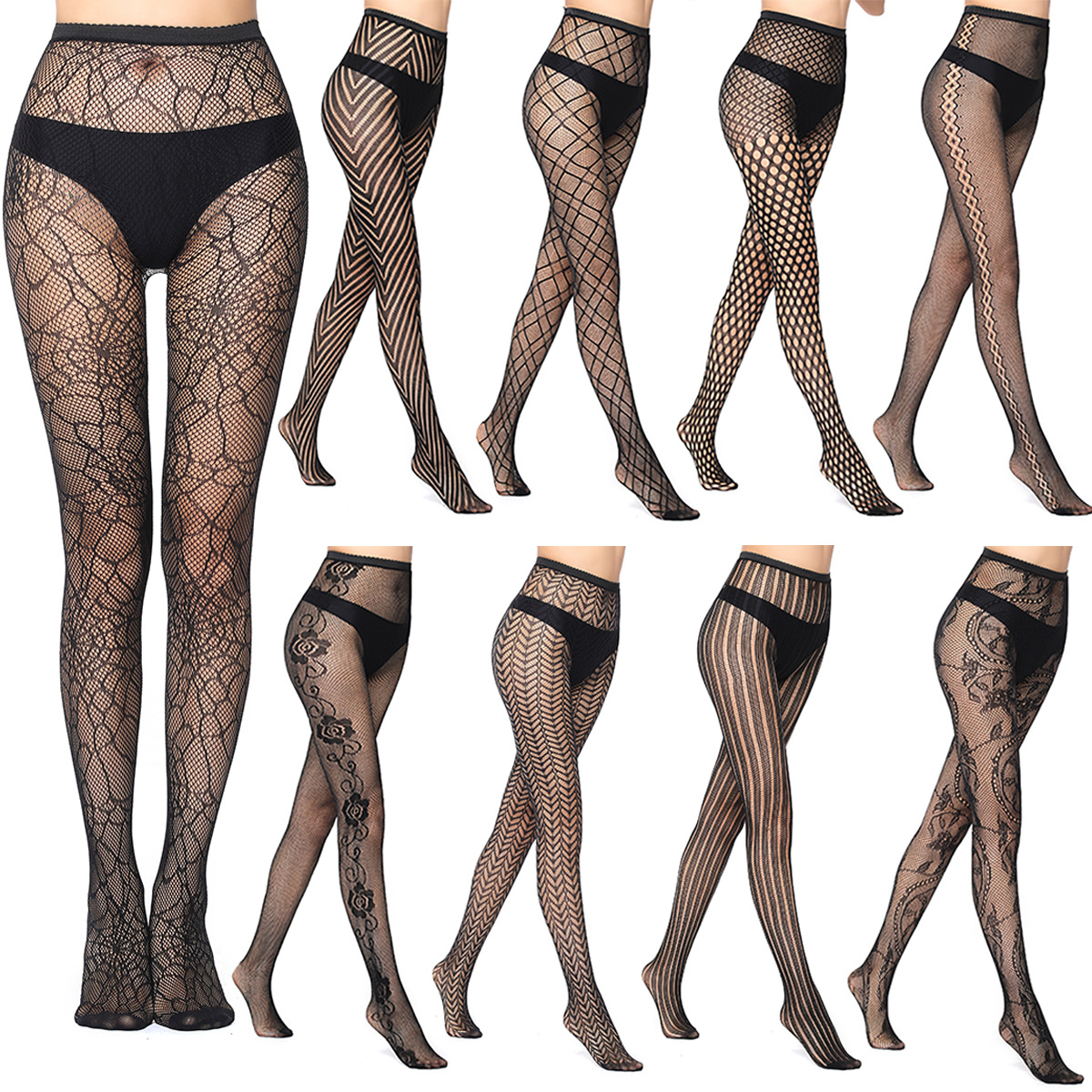 Factory Sales Mesh Stockings Sexy Stockings Bottoming Pantyhose Fishnet Eyes Jacquard Mesh Stockings Independent Packaging