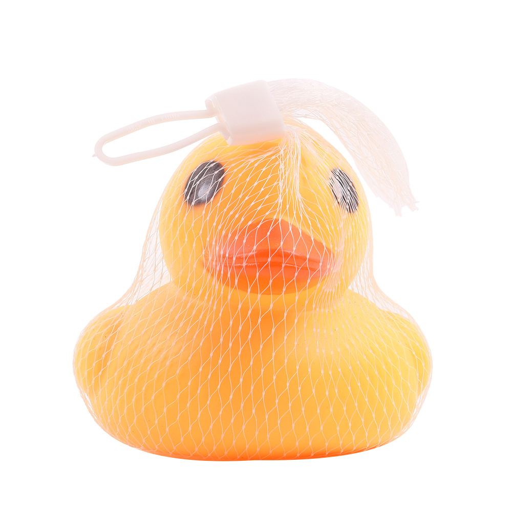 Vinyl Duck Toys-Small Duck Pinching Sound Educational Toys Mother Duck Beautiful Cute Mesh Bag Packaging
