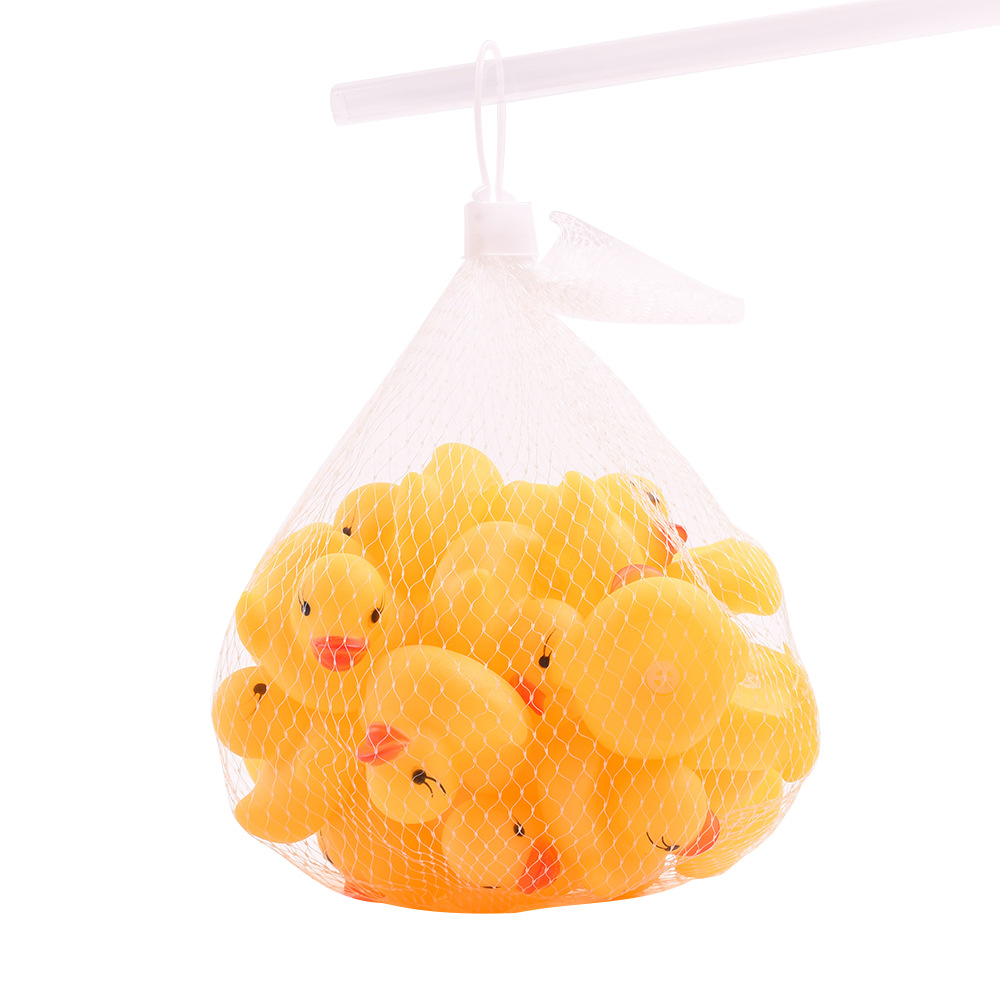 Vinyl Duck Toys-Small Duck Pinching Sound Educational Toys Mother Duck Beautiful Cute Mesh Bag Packaging