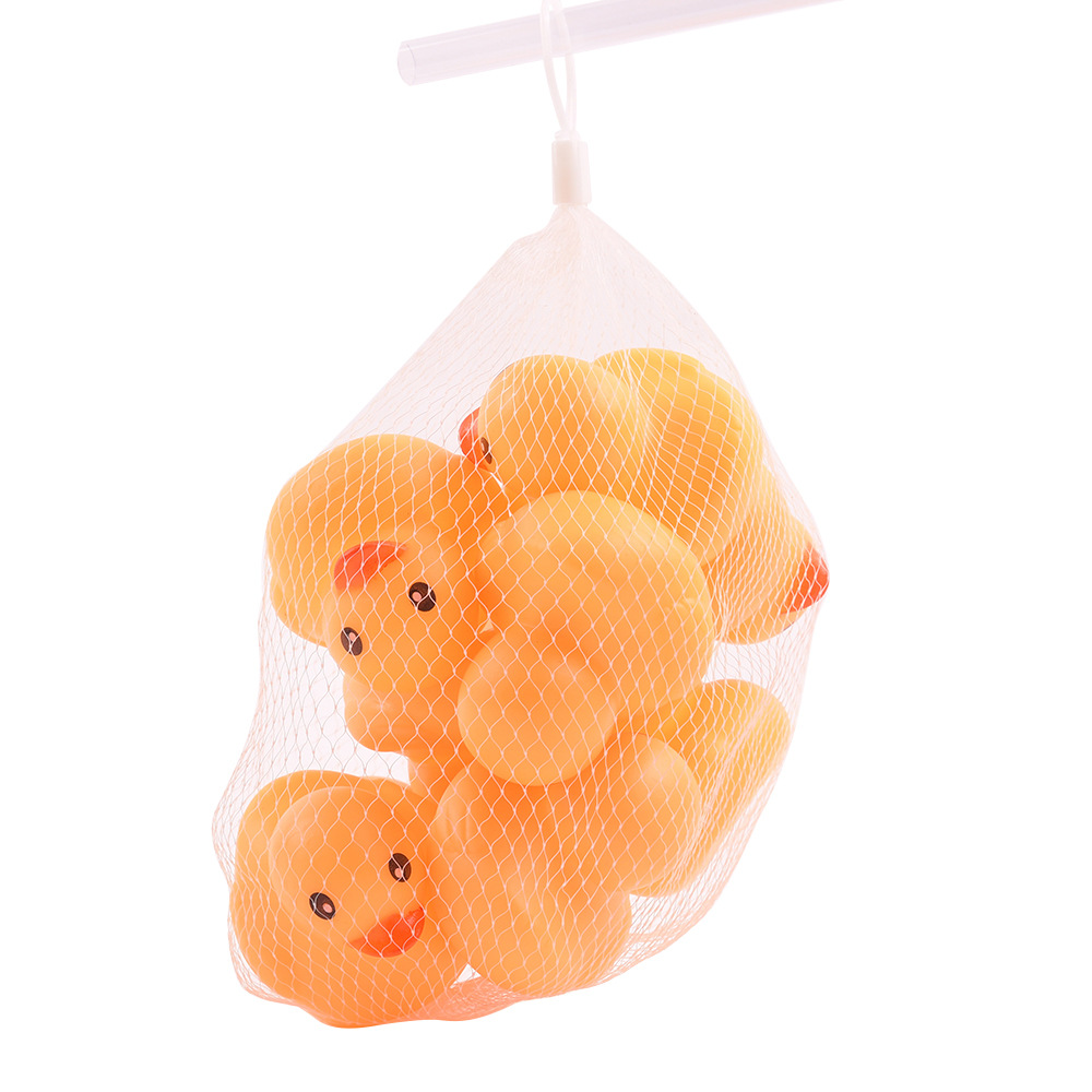 Vinyl Duck Toys-Small Duck Pinching Sound Educational Toys Mother Duck Beautiful Cute Mesh Bag Packaging