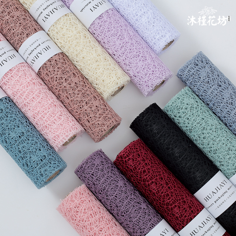 Korean Jacquard Net Bouquet Handmade DIY Bag Stained Paper Hollow Yarn Silk Coarse Mesh Flower Packaging Yarn Material