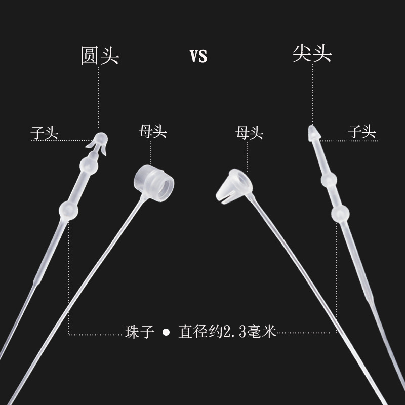Pointed and round Head Tag String Snap Fastener Hand Needle Tag String Plastic Snap Fastener Clothing Glue Needle Trademark Hang Rope