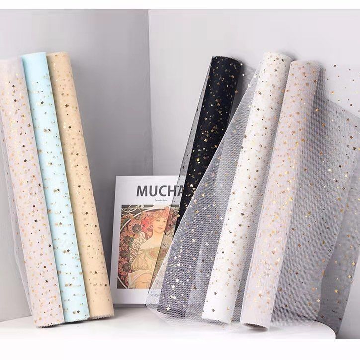 Material Mesh Star Moon Voile Bouquet Packaging Supplies Stained Paper Flower Shop Floral Material Rose Material