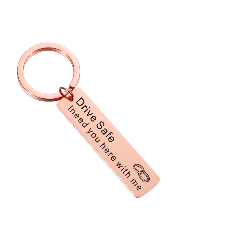 Factory Direct Couple Family Gift Personalized Simple Car Key Ring Accessories Strip Stainless Steel Hang Tag Hanging Ornaments