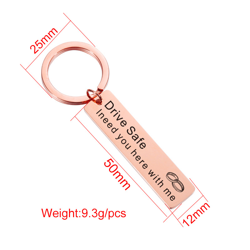 Factory Direct Couple Family Gift Personalized Simple Car Key Ring Accessories Strip Stainless Steel Hang Tag Hanging Ornaments