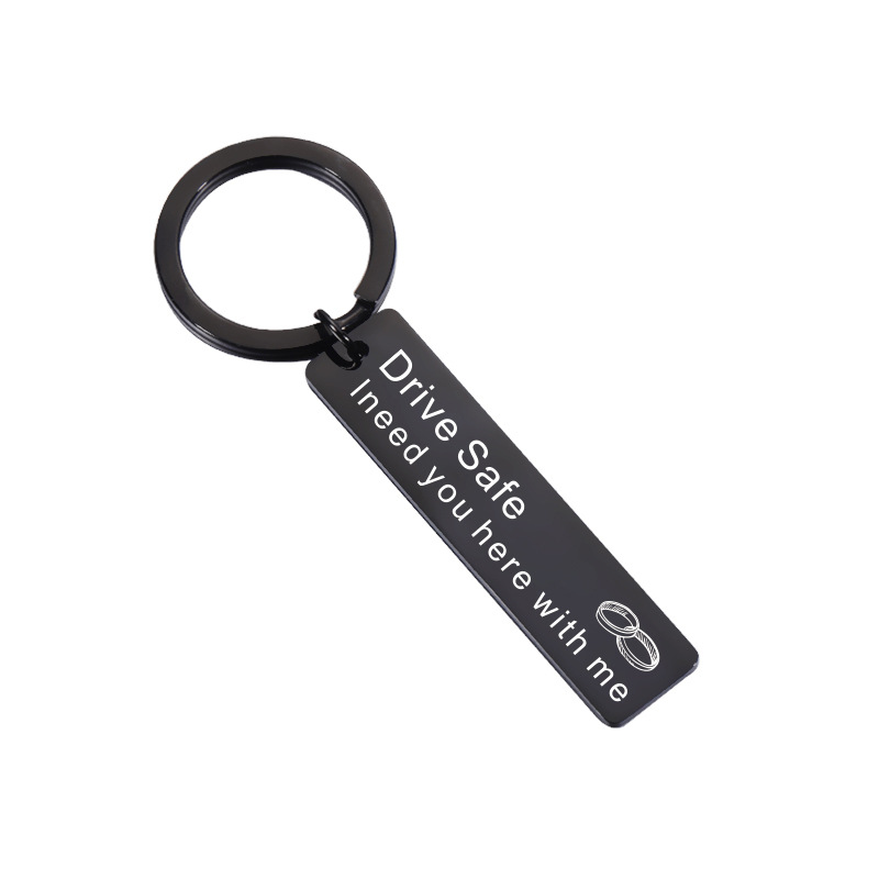 Factory Direct Couple Family Gift Personalized Simple Car Key Ring Accessories Strip Stainless Steel Hang Tag Hanging Ornaments