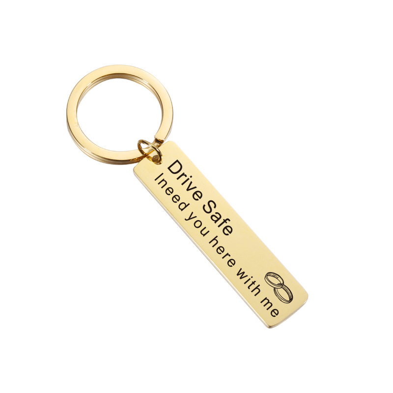 Factory Direct Couple Family Gift Personalized Simple Car Key Ring Accessories Strip Stainless Steel Hang Tag Hanging Ornaments