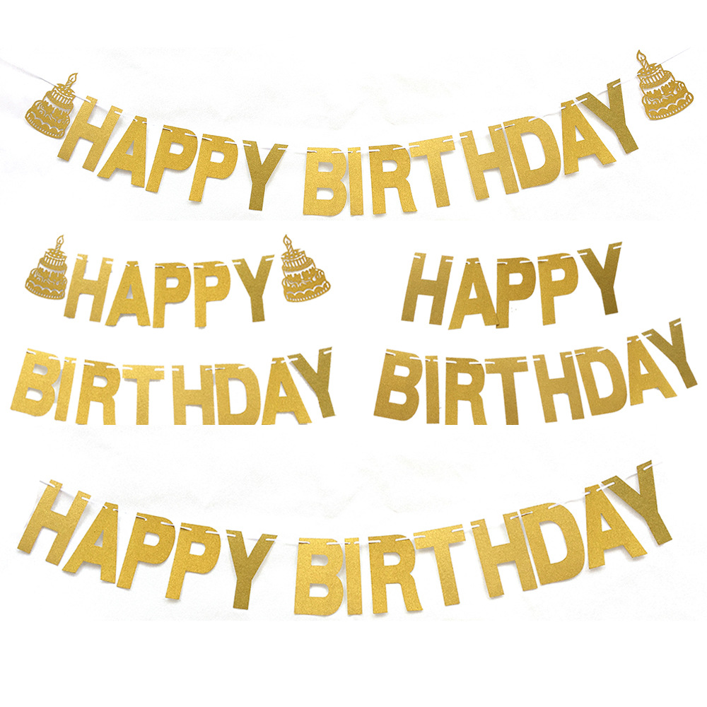 Factory Direct Sales Glitter Happy Birthday Golden Silver Letter Hang Tag Latte Art Birthday Party Hanging Flag Factory Direct Sales Glitter Happy Birthday Golden Silver Letter Hang Tag Latte Art Birthday Party Hanging Flag