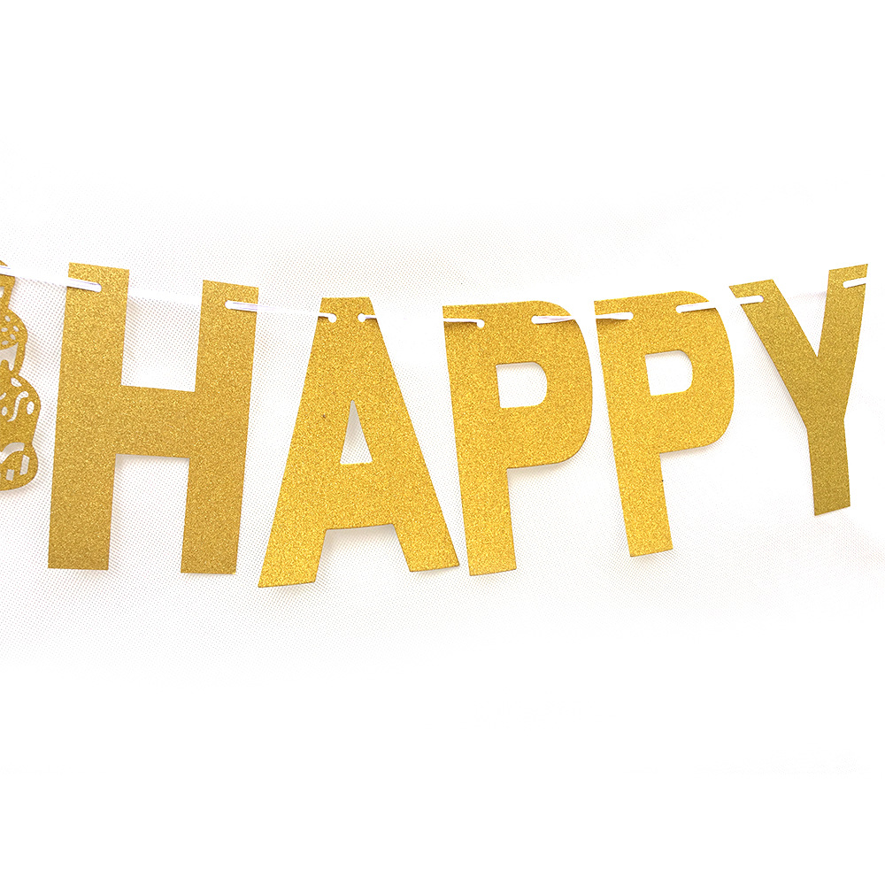 Factory Direct Sales Glitter Happy Birthday Golden Silver Letter Hang Tag Latte Art Birthday Party Hanging Flag Factory Direct Sales Glitter Happy Birthday Golden Silver Letter Hang Tag Latte Art Birthday Party Hanging Flag