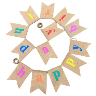 Factory Direct Sales Glitter Gold Silver Letter Hang Tag Latte Art Birthday Wedding Christmas Party Hanging Flag Hanging Flags