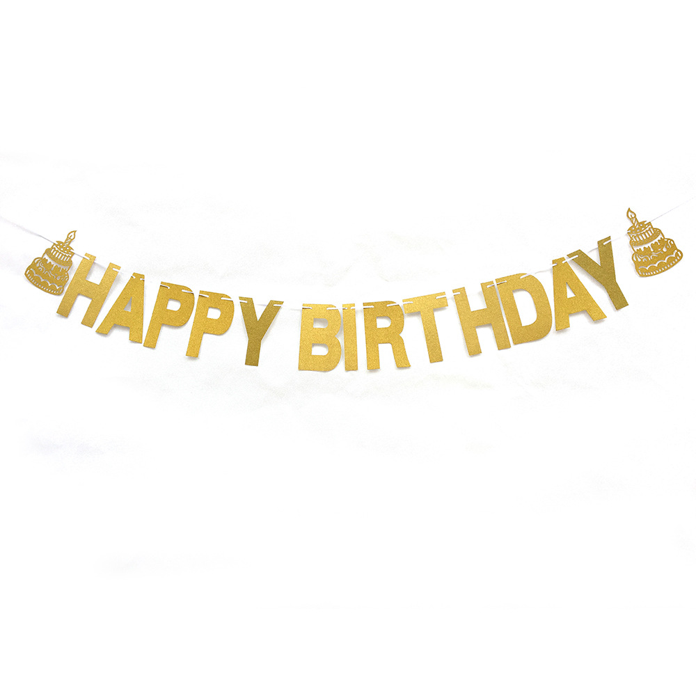 Factory Direct Sales Glitter Gold Silver Letter Hang Tag Latte Art Birthday Wedding Christmas Party Hanging Flag Hanging Flags